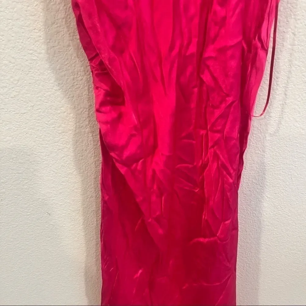 Zara blogger favorite fuchsia pink satin draped camisole midi dress medium
